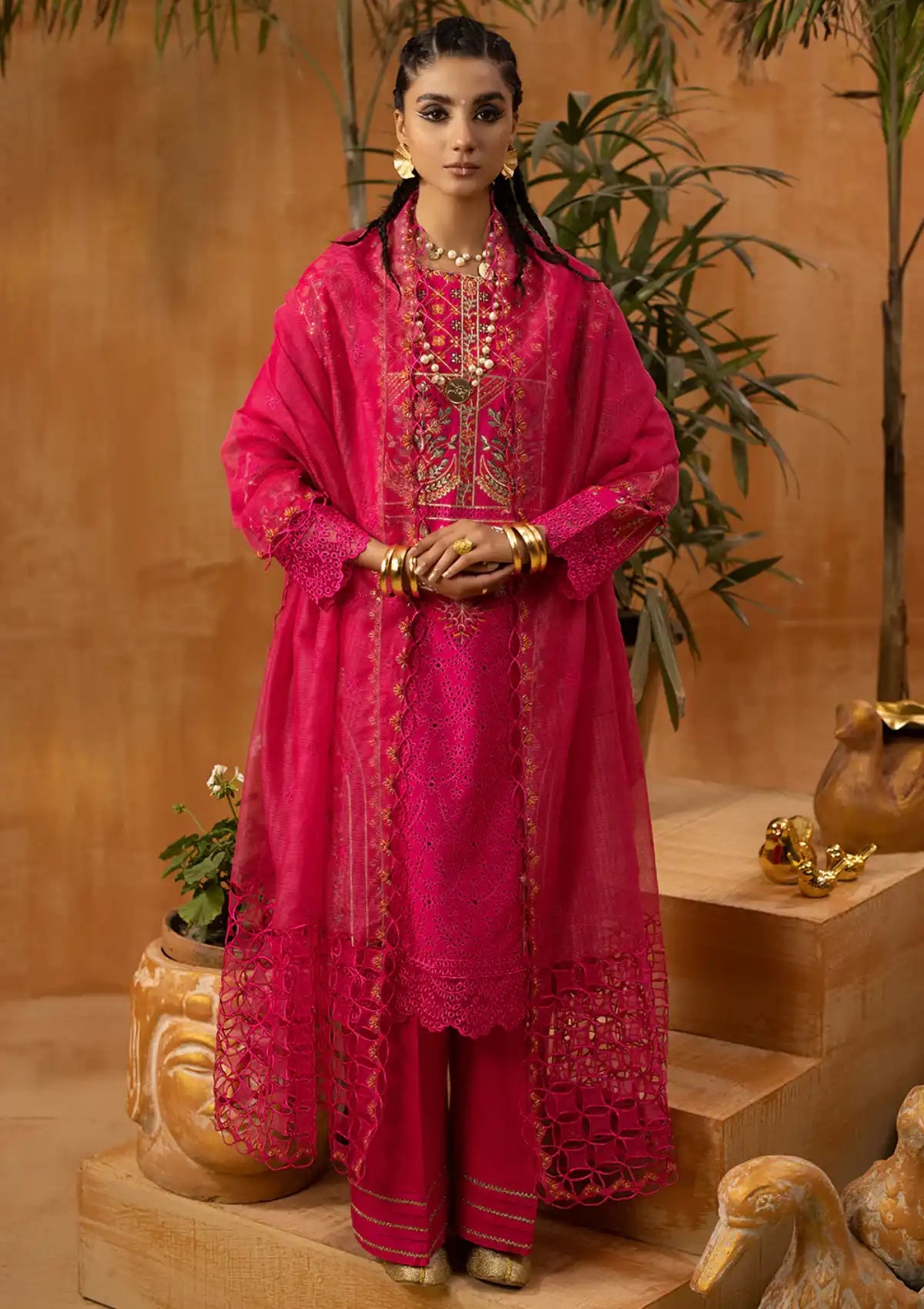 Phoolkenari By Shahjahan'24 SJ-24005 Pink - Mohsin Saeed Fabrics