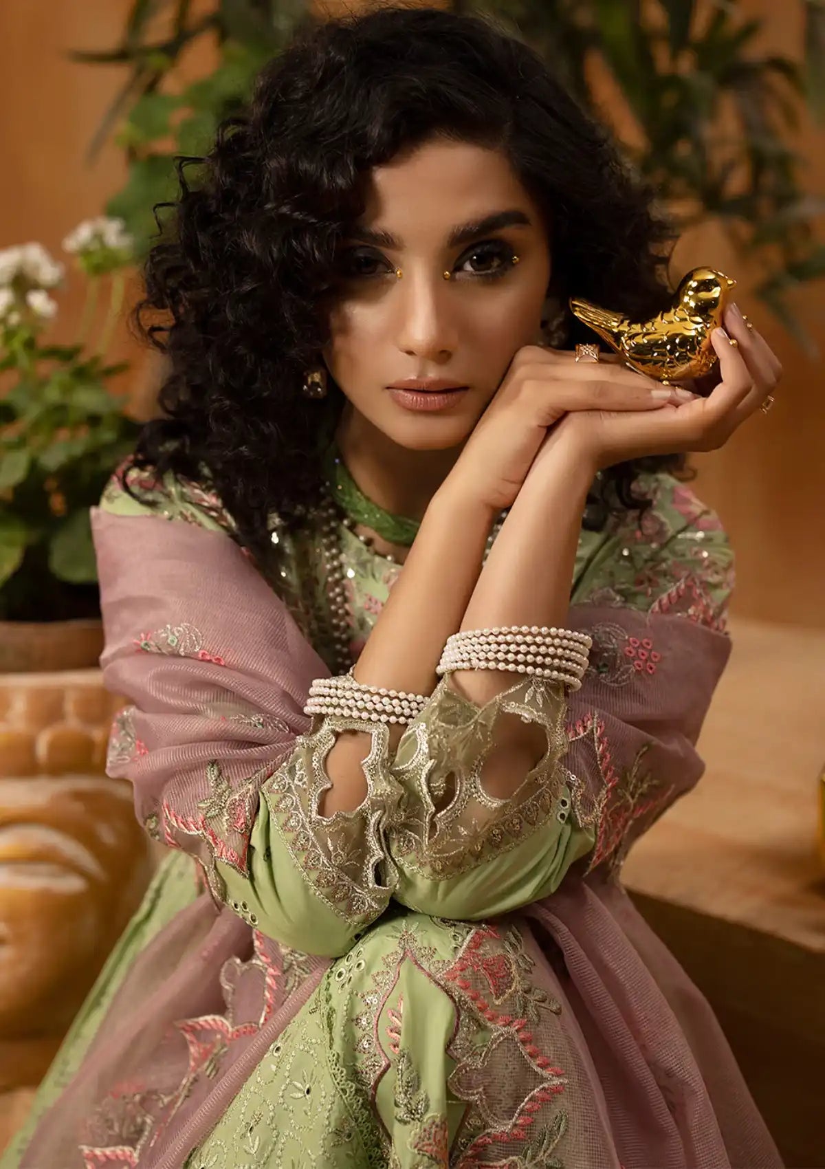 Phoolkenari By Shahjahan'24 SJ-24007 Pear Green - Mohsin Saeed Fabrics