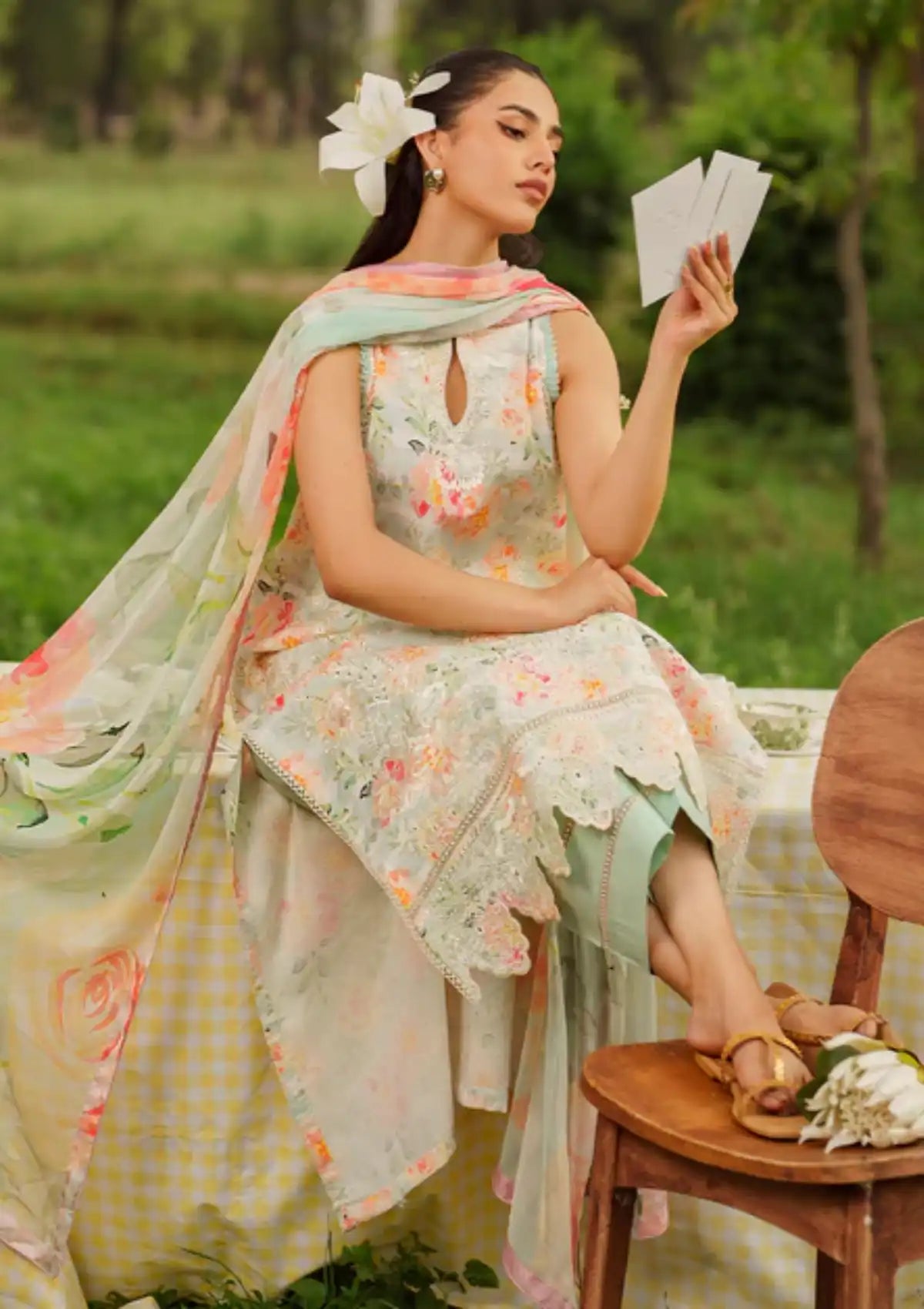 Summer Skies By Yards'24 D-07-Scarlet - Mohsin Saeed Fabrics