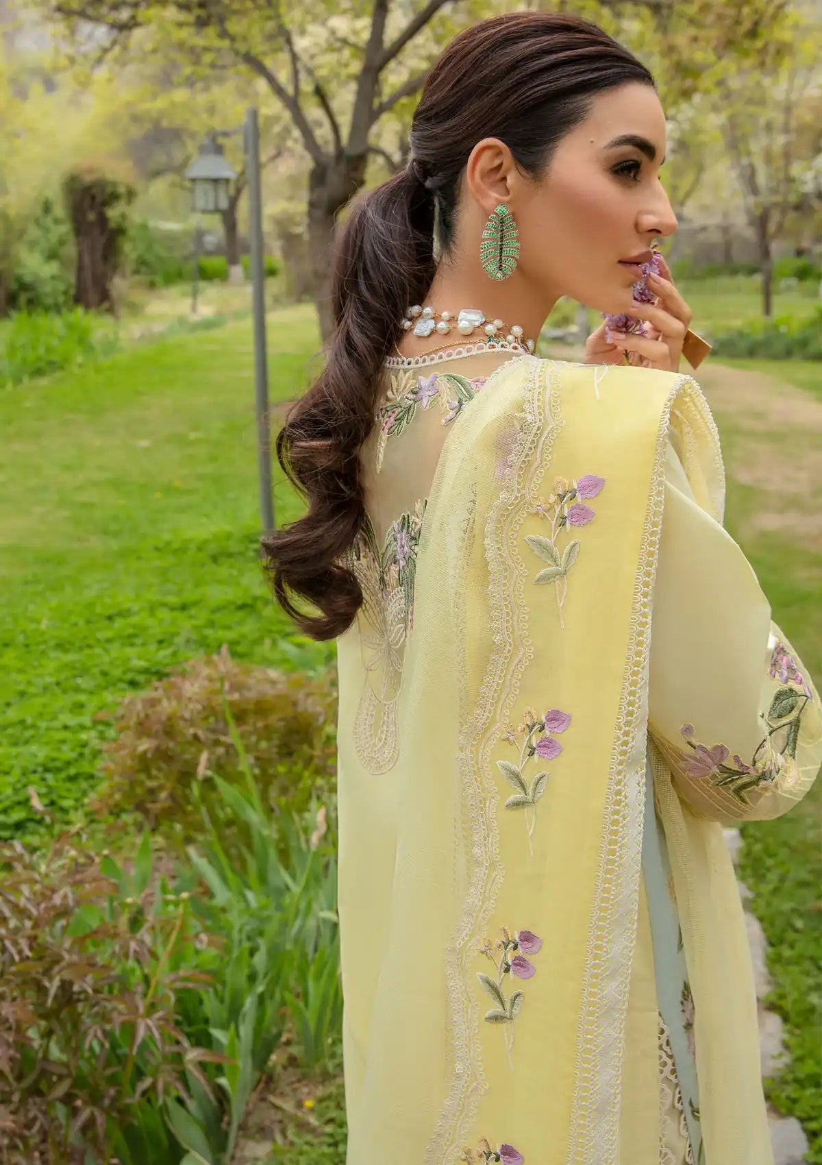 Crimson Luxury Lawn'24 D-06B-Sun Kissed-Lemon - Mohsin Saeed Fabrics