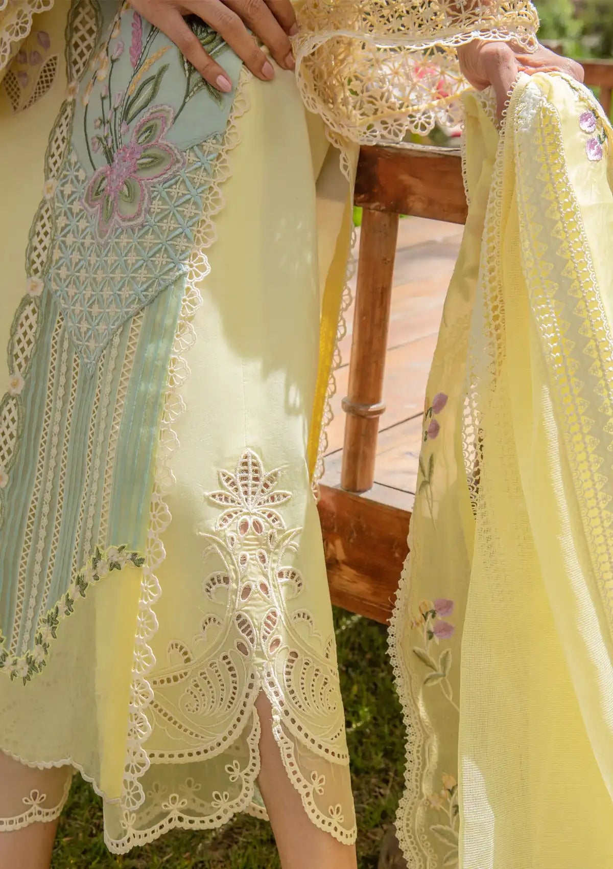 Crimson Luxury Lawn'24 D-06B-Sun Kissed-Lemon - Mohsin Saeed Fabrics