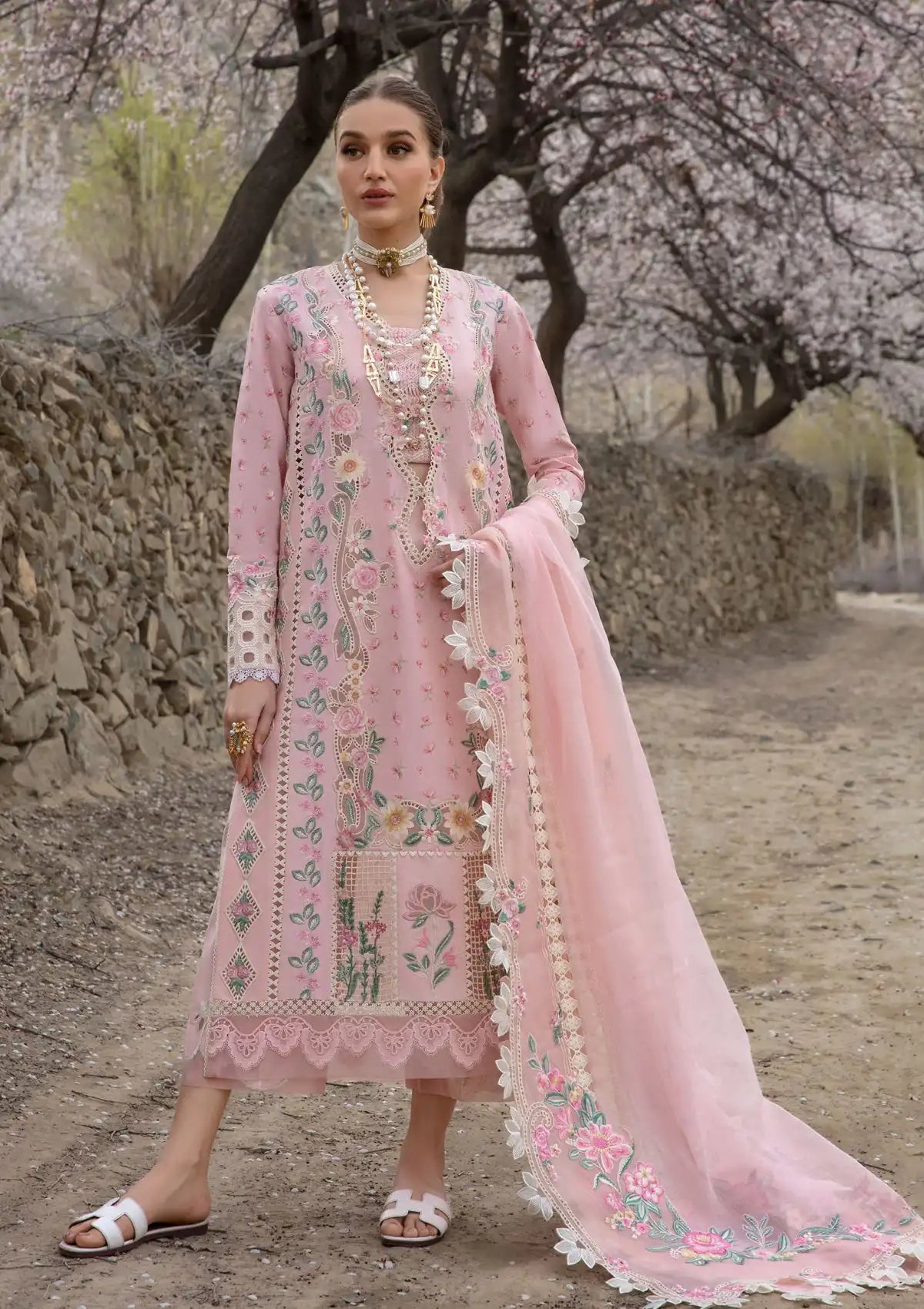 Crimson Luxury Lawn'24 D-05B-Believe In Her-Blush Pink - Mohsin Saeed Fabrics