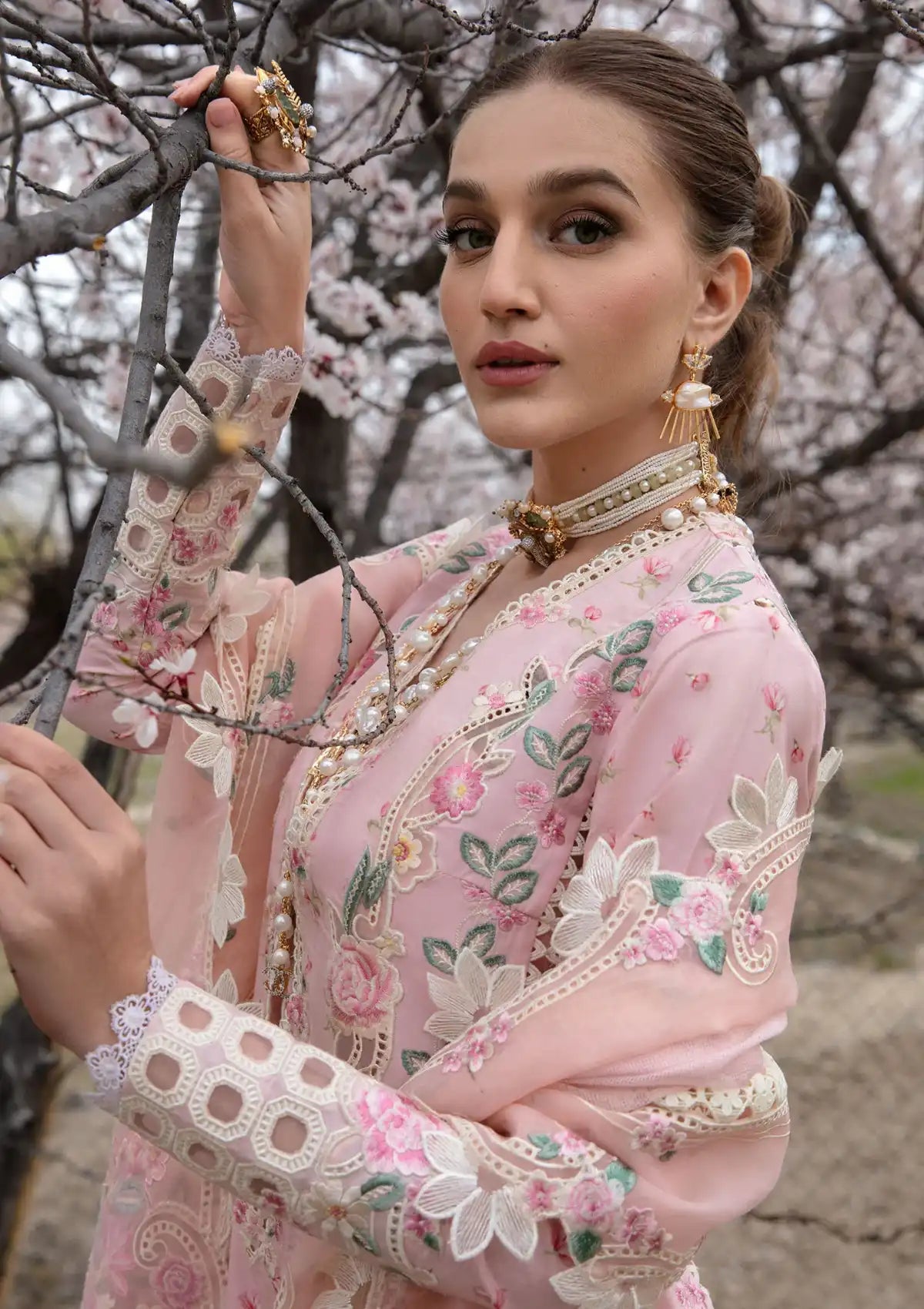 Crimson Luxury Lawn'24 D-05B-Believe In Her-Blush Pink - Mohsin Saeed Fabrics