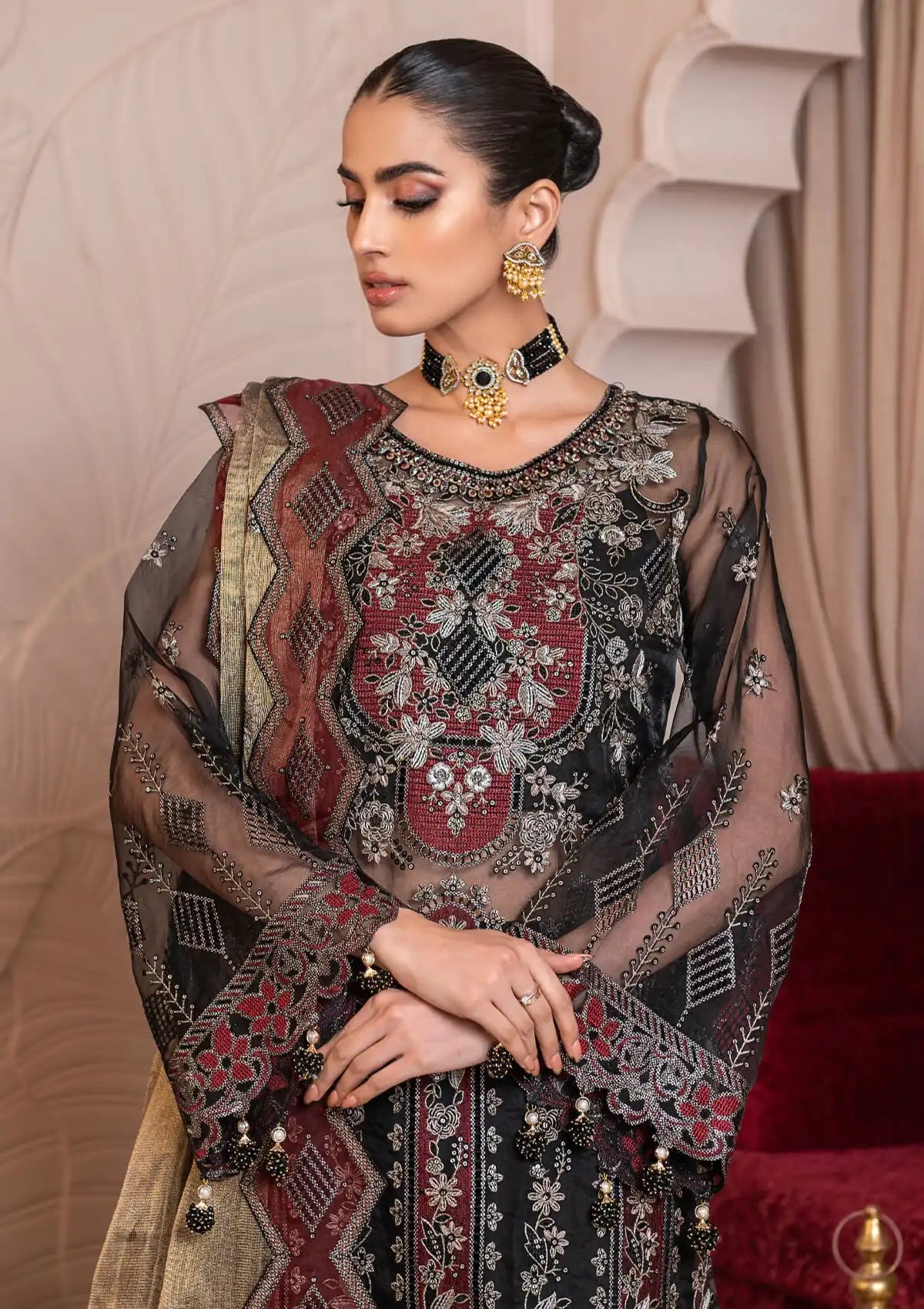 JJ Embellish By Janique'23 Vol-01 D-006 Black Frescoe