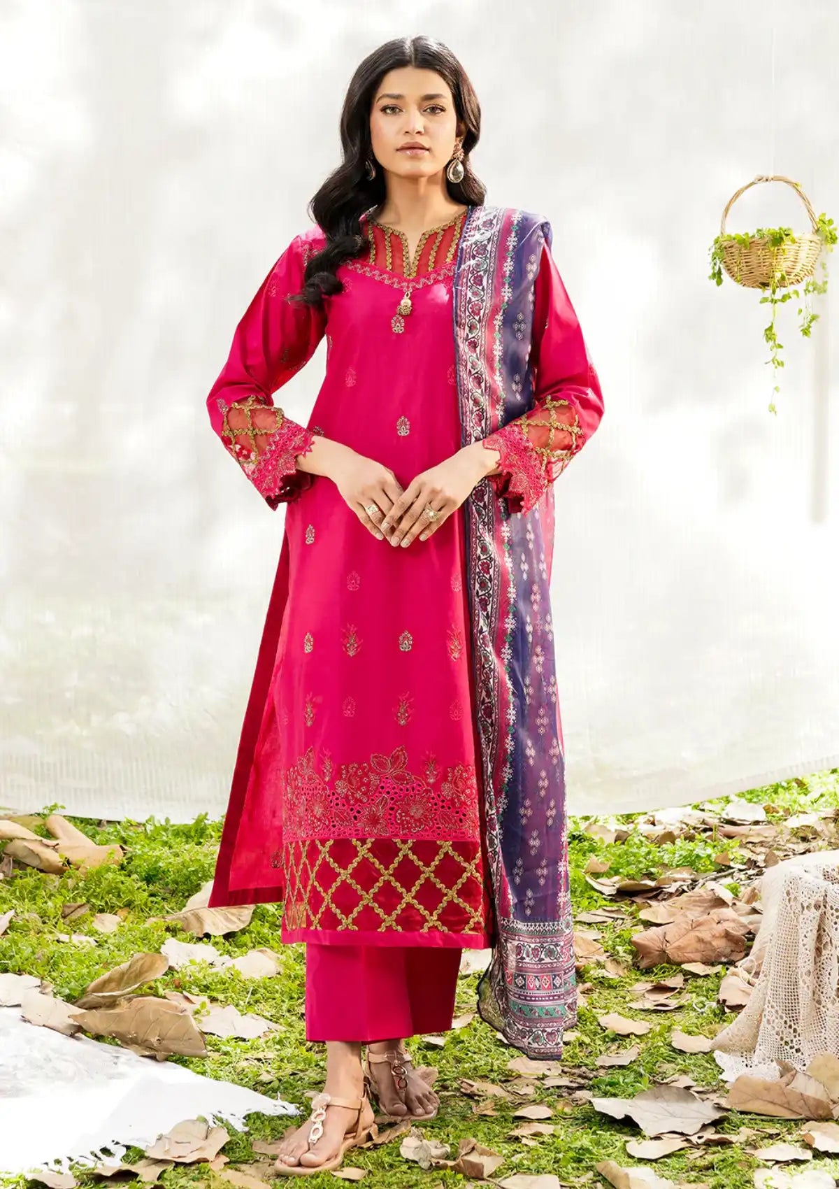 Safwa Skye Emb Lawn'24 Vol-01 SKY-03 - Mohsin Saeed Fabrics
