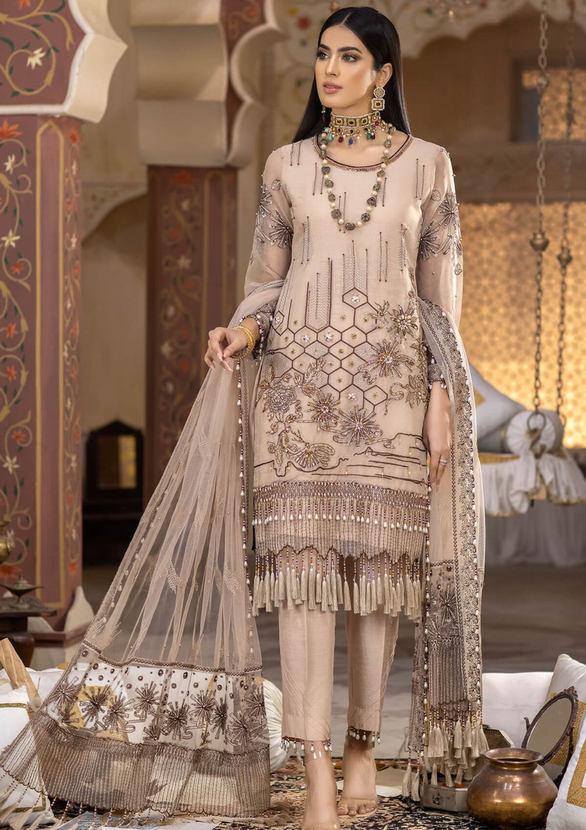 Raeesa Luxury Chiffon'22 HU-1003 - Mohsin Saeed Fabrics