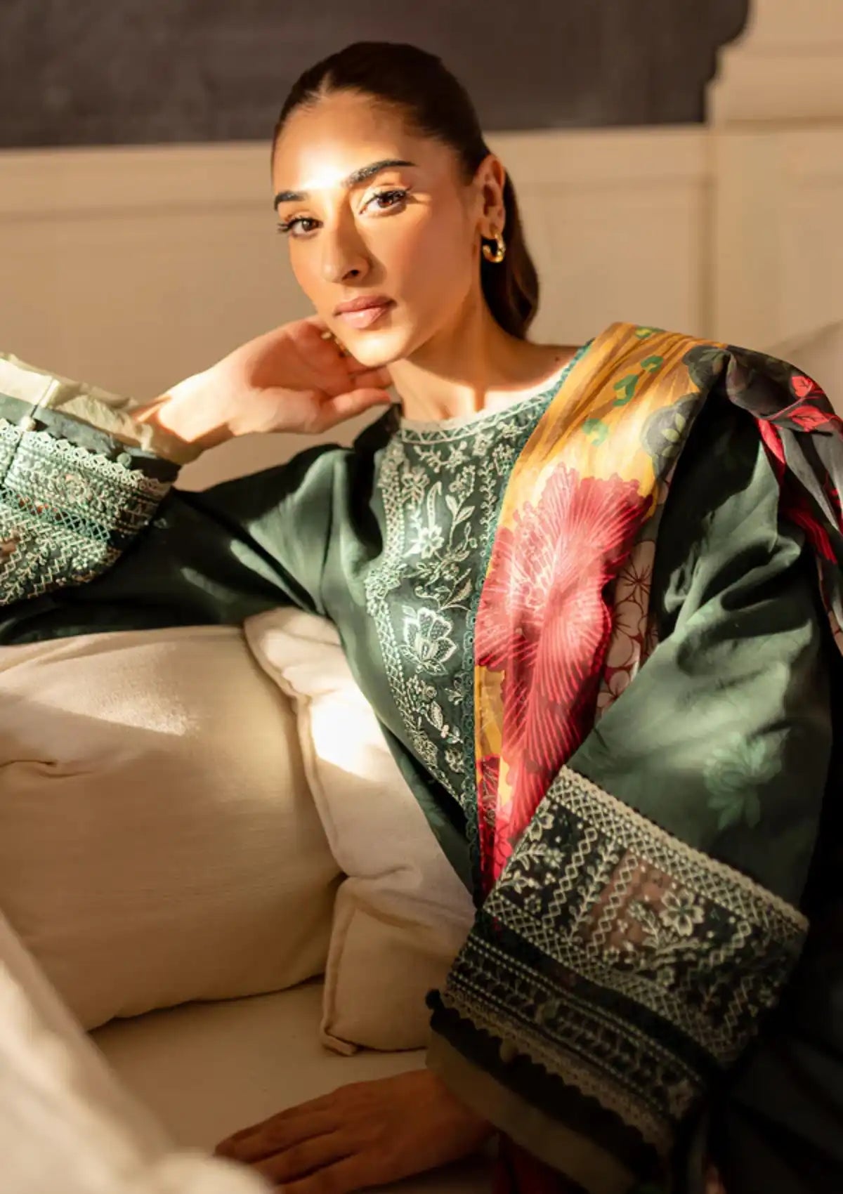 Farasha Seraya Emb Lawn'24 D-06 JADE - Mohsin Saeed Fabrics