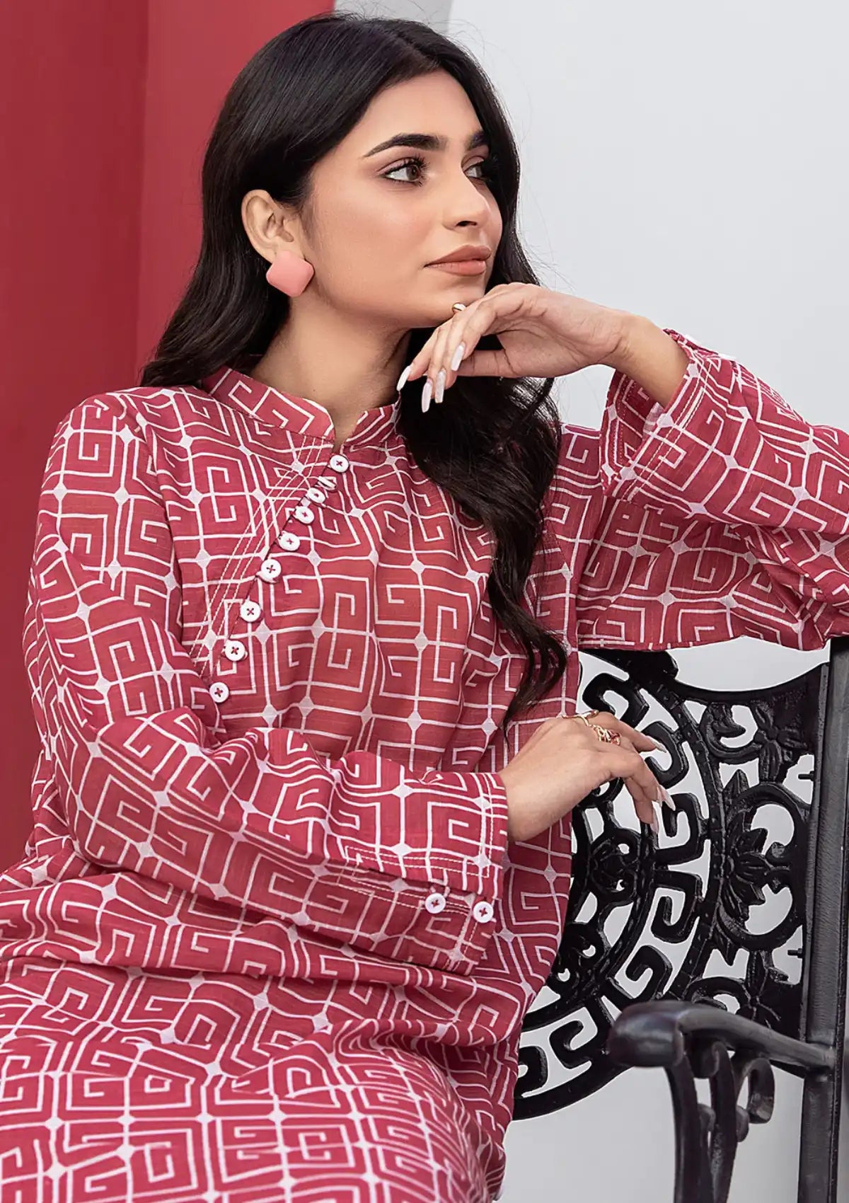 Safwa Summer Pret'24 2 Pcs P000392-RED - Mohsin Saeed Fabrics