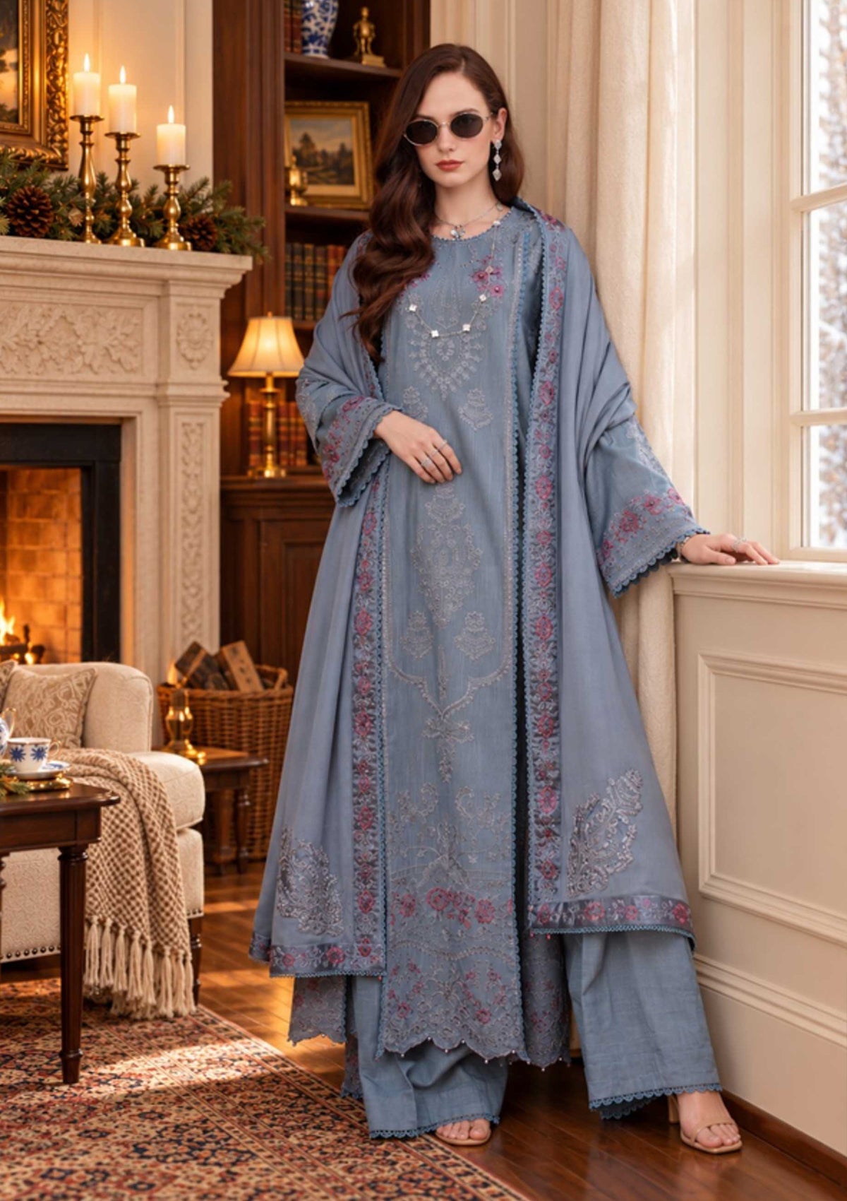 Noor By Saadia Asad Winter Pashmina Shawl '26 D-09