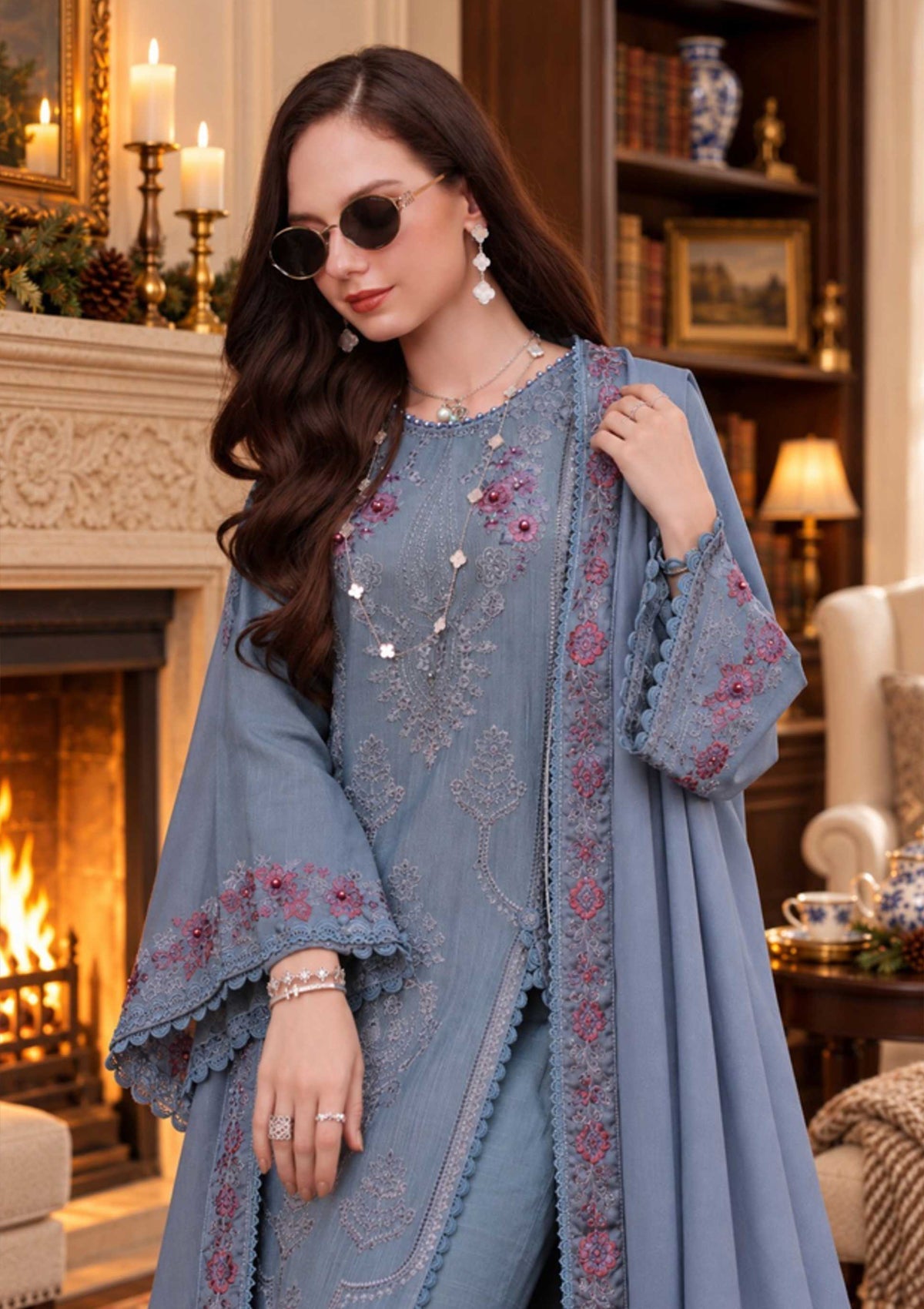 Noor By Saadia Asad Winter Pashmina Shawl '26 D-09