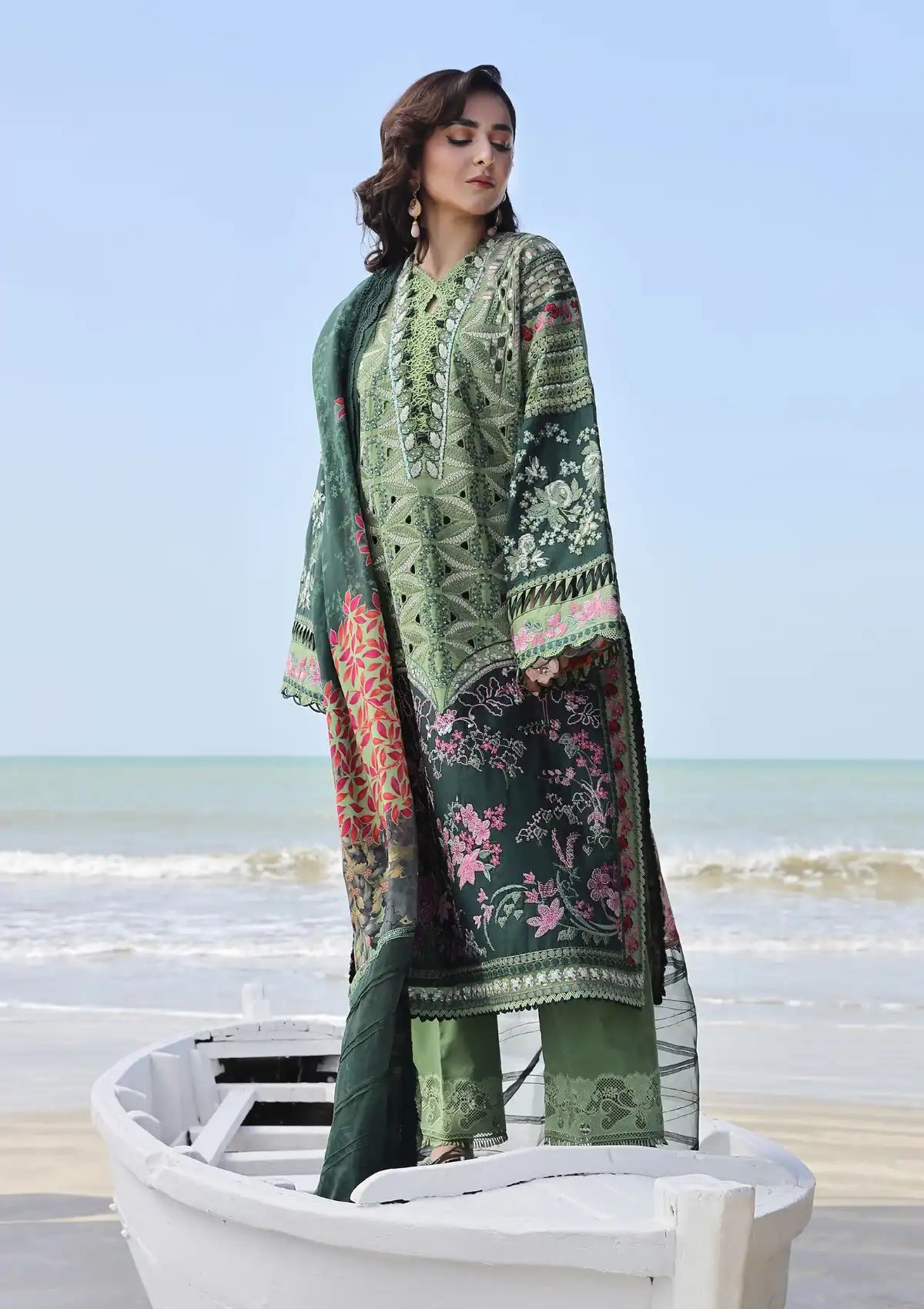 Maryam Hussain Luxury Lawn'24 D-01-GARDENIA - Mohsin Saeed Fabrics