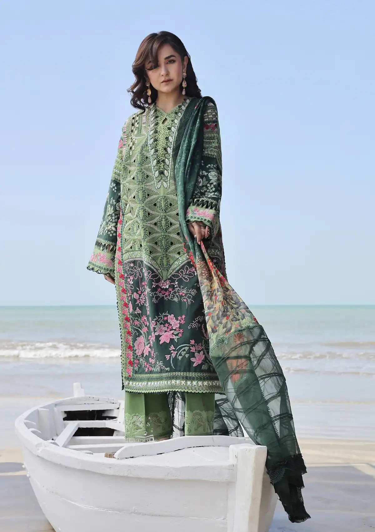 Maryam Hussain Luxury Lawn'24 D-01-GARDENIA - Mohsin Saeed Fabrics