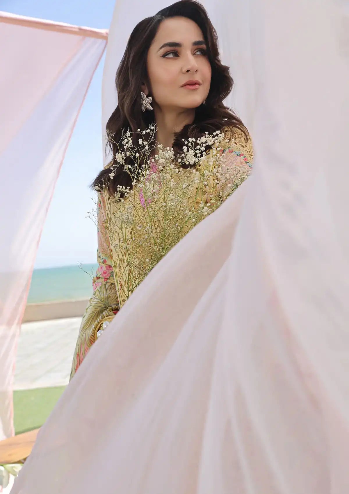 Maryam Hussain Luxury Lawn'24 D-07-TROPICA - Mohsin Saeed Fabrics