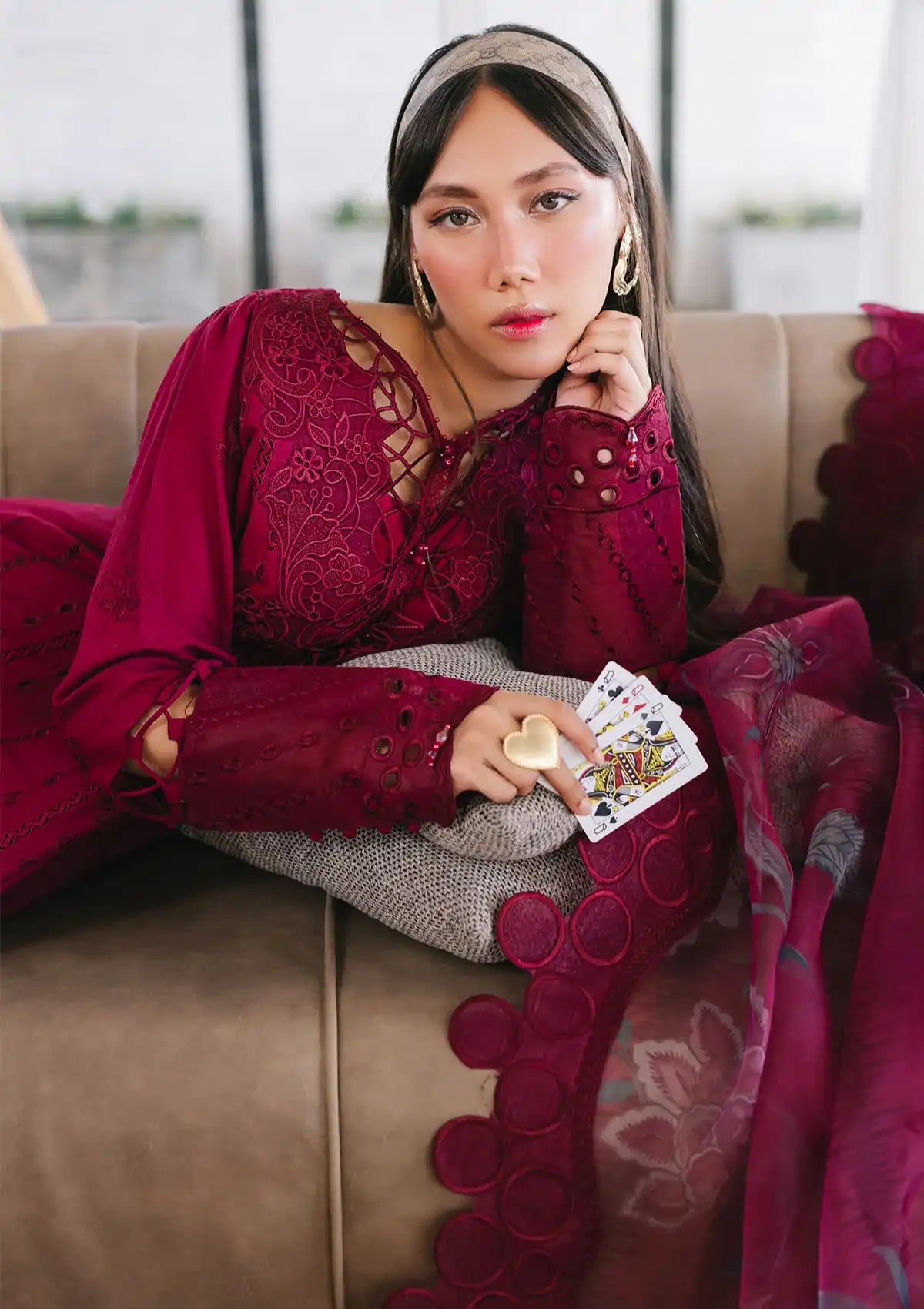 Nureh Eid Escape Luxury Lawn'24 NE-89 LEENA - Mohsin Saeed Fabrics
