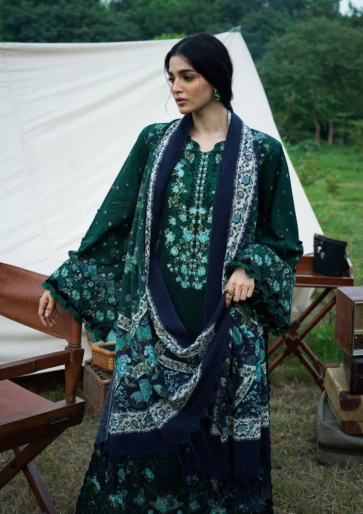Elaf Wilderness Pashmina Shawl Edit'26 EWR-1A WINTERMINT