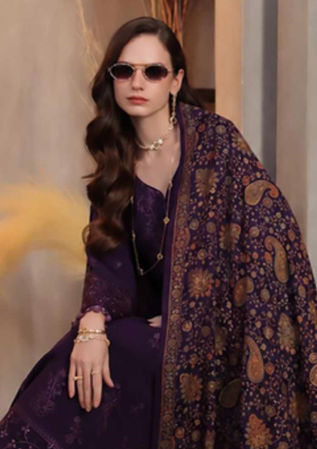 Noor By Saadia Asad Winter Pashmina Shawl '26 D-01