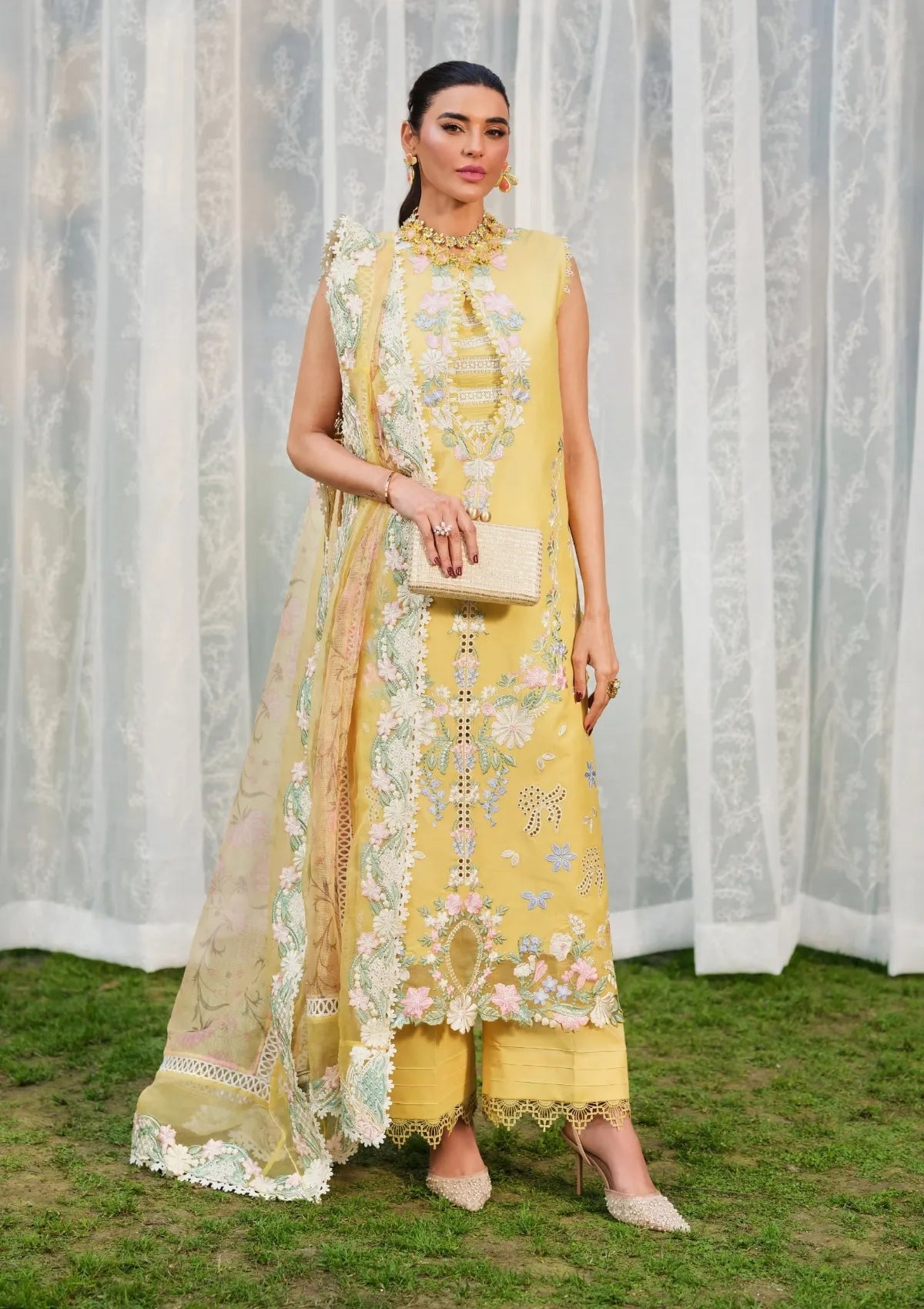 Maryam Hussain Luxury Lawn'26 D-06 Sunflower