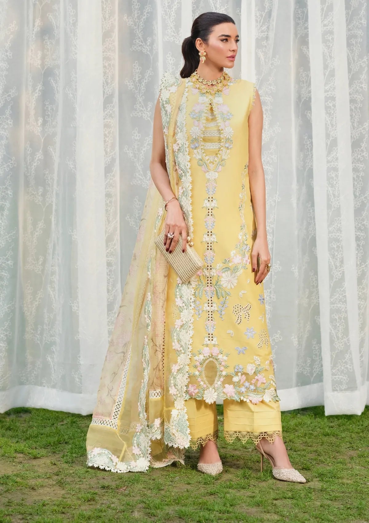 Maryam Hussain Luxury Lawn'26 D-06 Sunflower