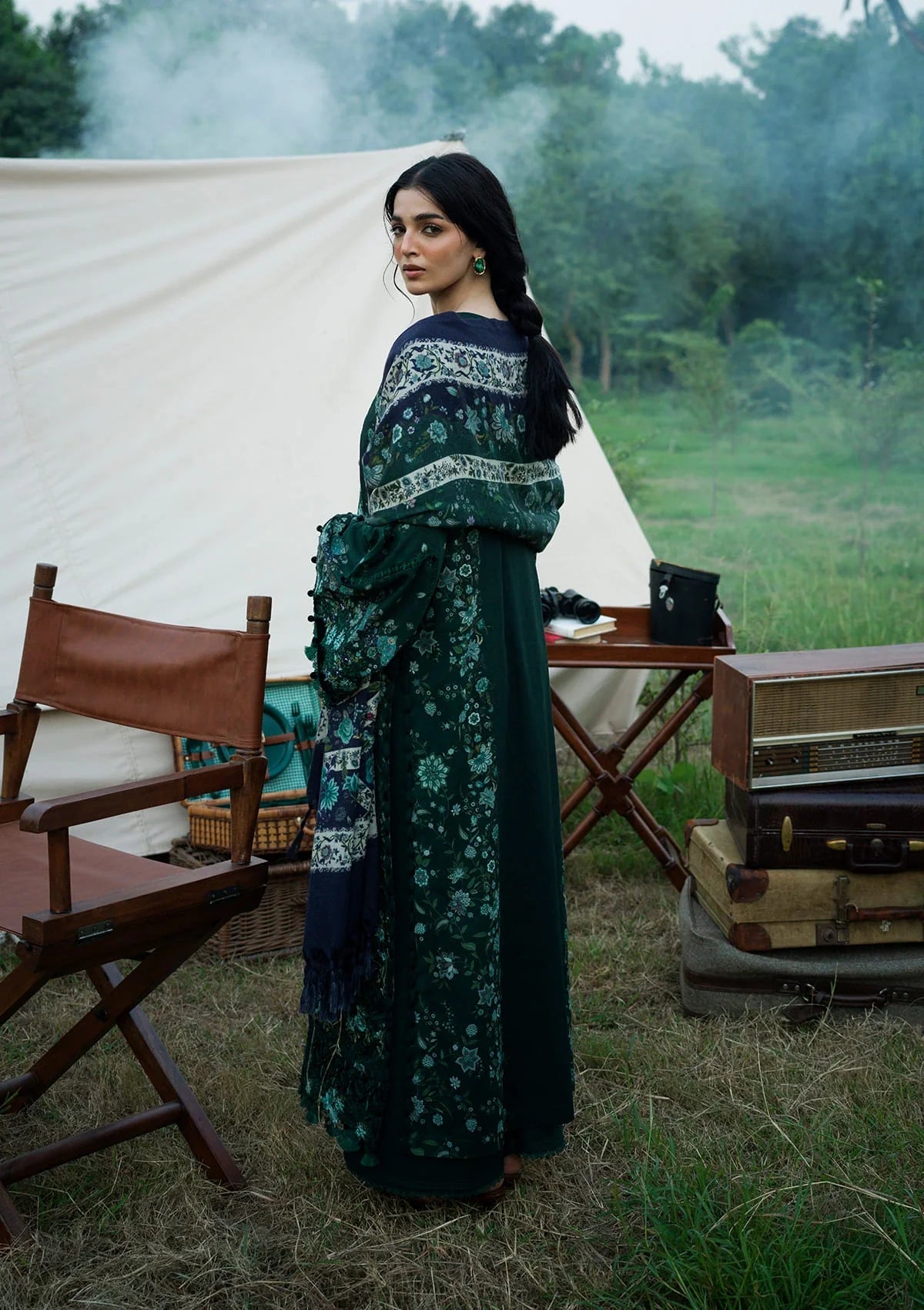 Elaf Wilderness Pashmina Shawl Edit'26 EWR-1A WINTERMINT