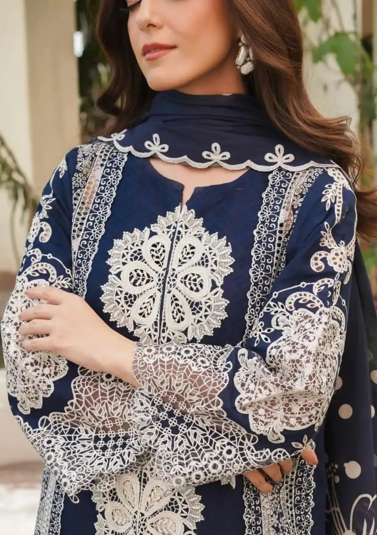Manara Luxury Lawn'24 ML-01 SAPPHIRE - Mohsin Saeed Fabrics