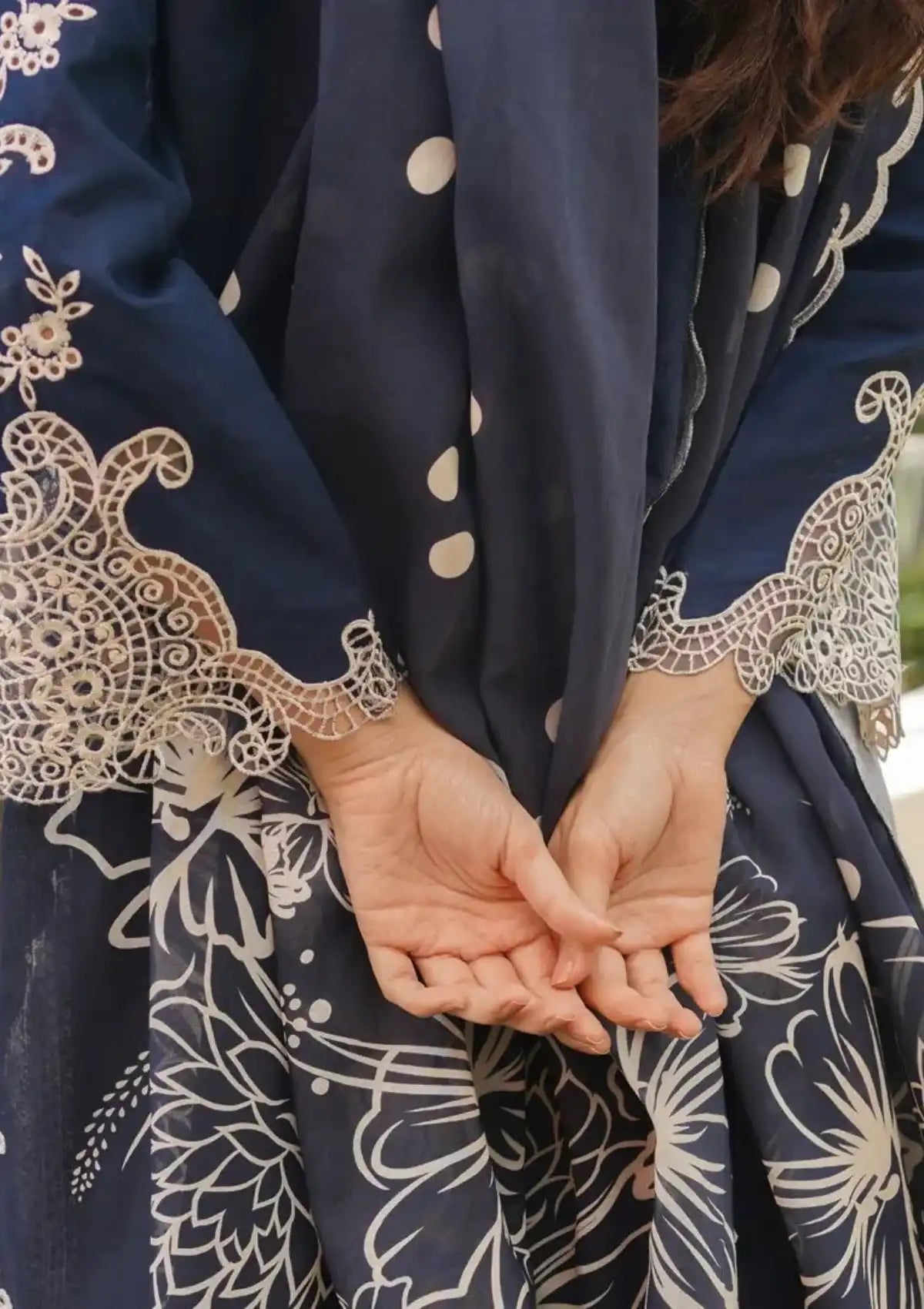 Manara Luxury Lawn'24 ML-01 SAPPHIRE - Mohsin Saeed Fabrics