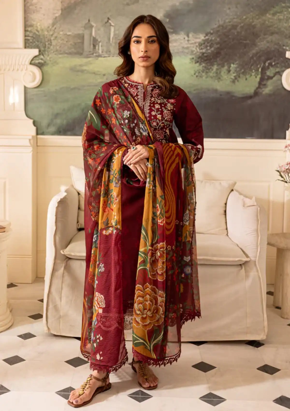 Farasha Seraya Emb Lawn'24 D-03 AMY - Mohsin Saeed Fabrics