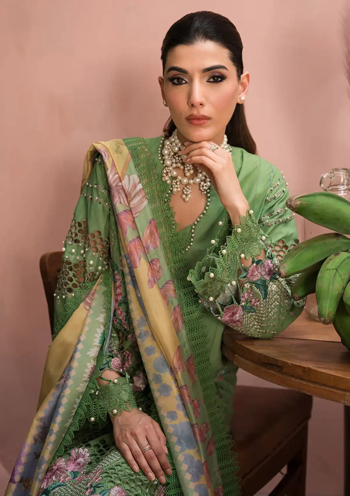 Afrozeh The Painted Garden Eid Lawn'24-02 Celestial Bouquet - Mohsin Saeed Fabrics
