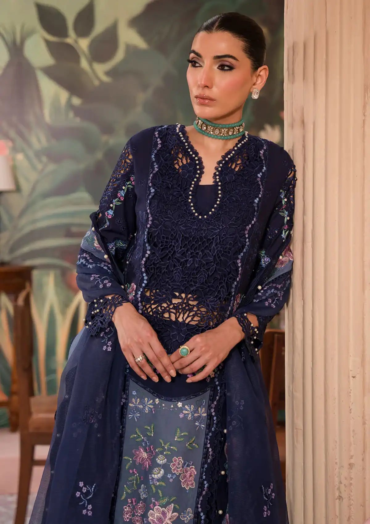 Afrozeh The Painted Garden Eid Lawn'24-10 Bluebell - Mohsin Saeed Fabrics