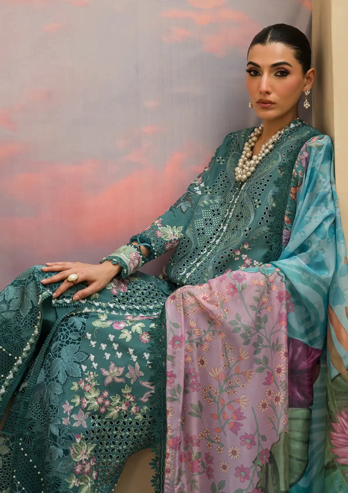 Afrozeh The Painted Garden Eid Lawn'24-01 Stellar Sage - Mohsin Saeed Fabrics