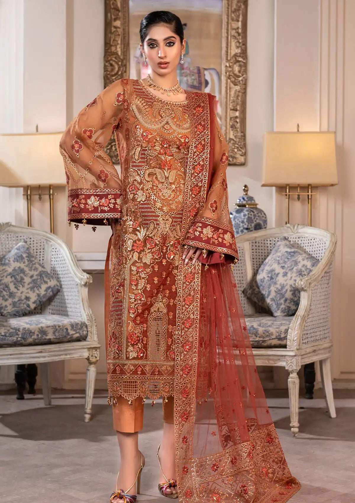 JJ Embellish By Janique'25 Vol-02 D-007 Barg Mustard