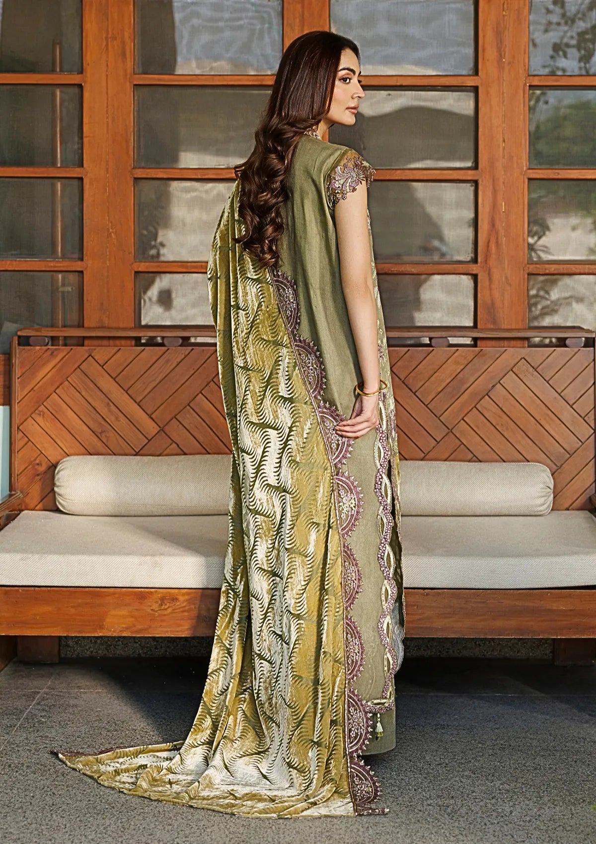 Asifa & Nabeel Plush Luxury Winter'26 WLXU-01 Olive Bloom