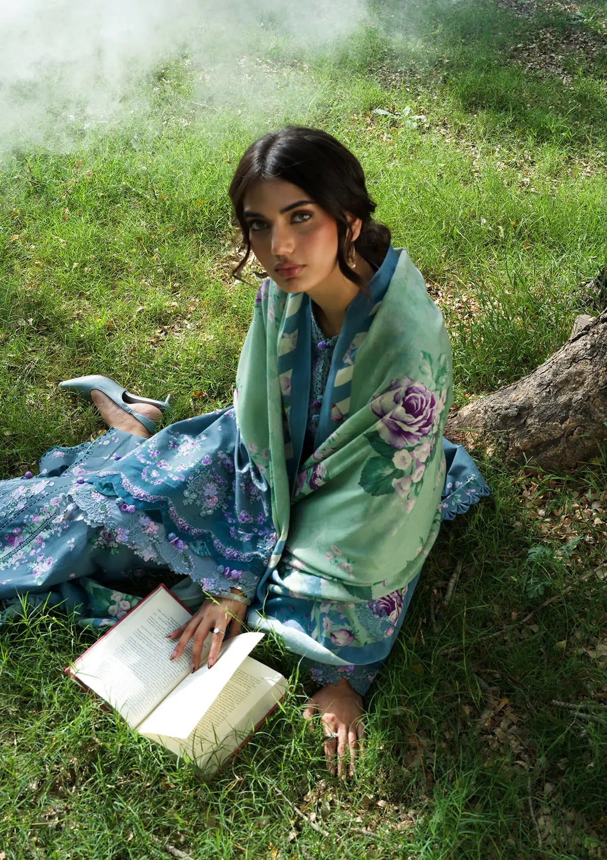 Elaf Wilderness Pashmina Shawl Edit'26 EWR-4B CINERARIA