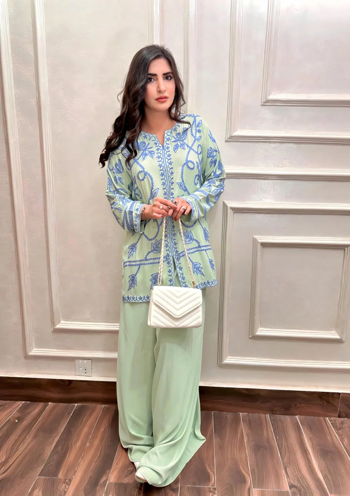 mohsin-saeed-fabrics-designer-daily-wear-formal-and-wedding-suits-within-budget-This-product-is-from-manahils-apple-green-embroidered-with-elephant-pants-is-available-on-Mohsin-saeed-fabrics-website.