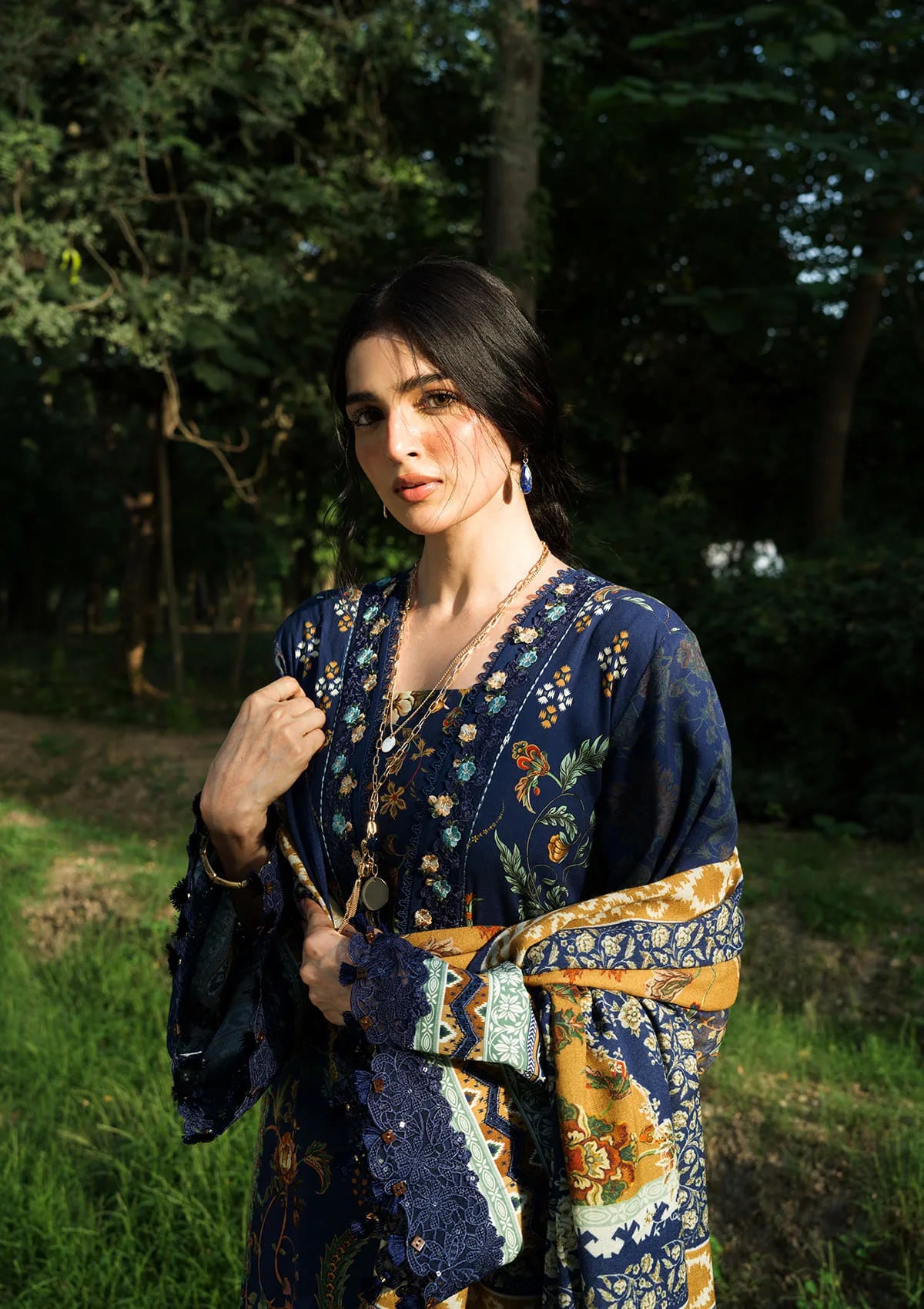 Elaf Wilderness Pashmina Shawl Edit'26 EWR-3A BLUES