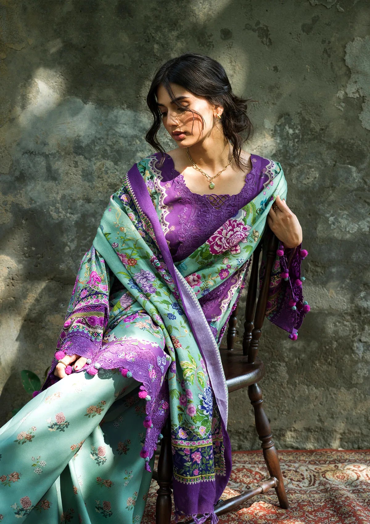 Elaf Wilderness Pashmina Shawl Edit'26 EWR-6A HEATHER