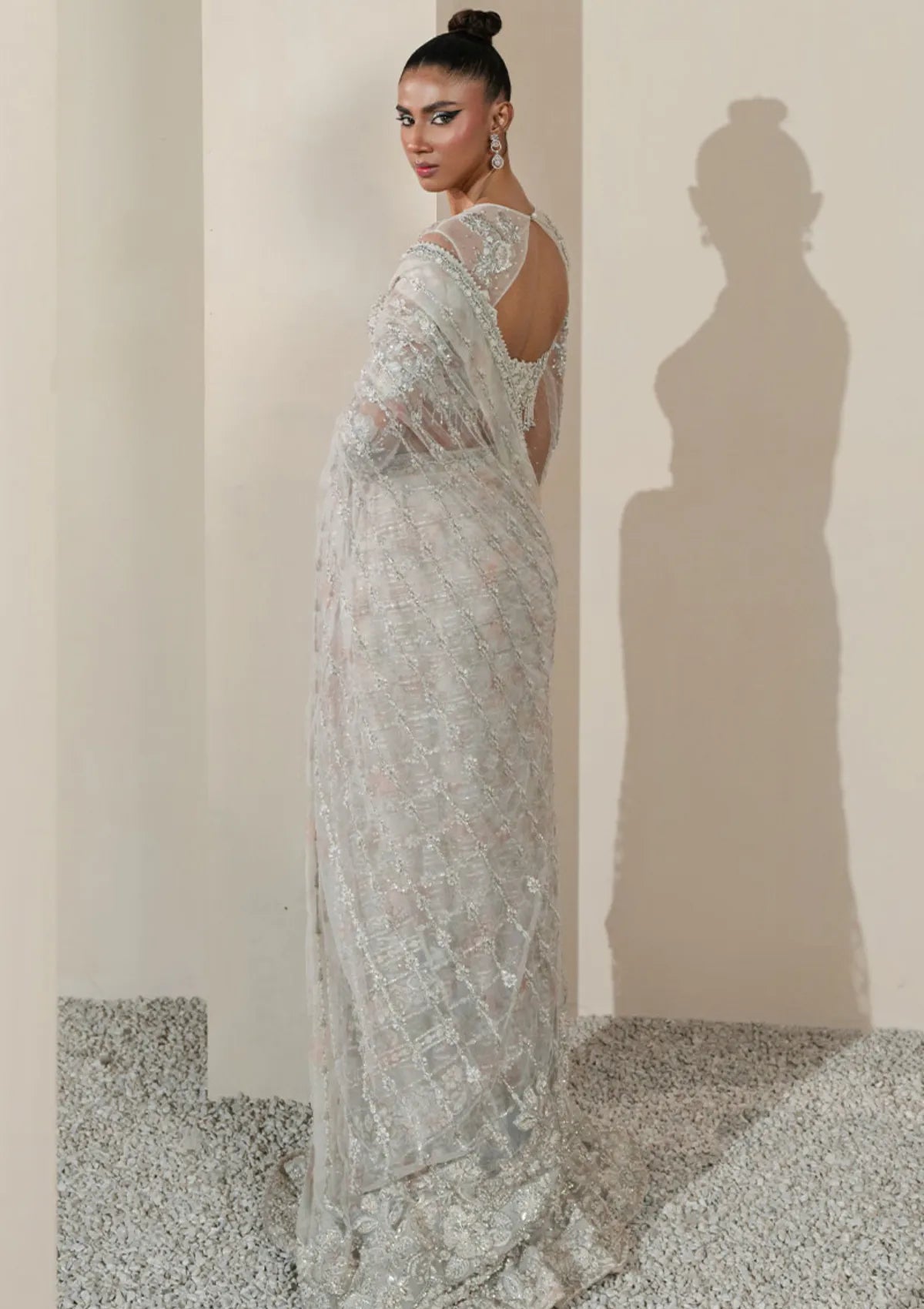 Khakaa Serie Luxuriante'25 D-07 White Orchid Saree