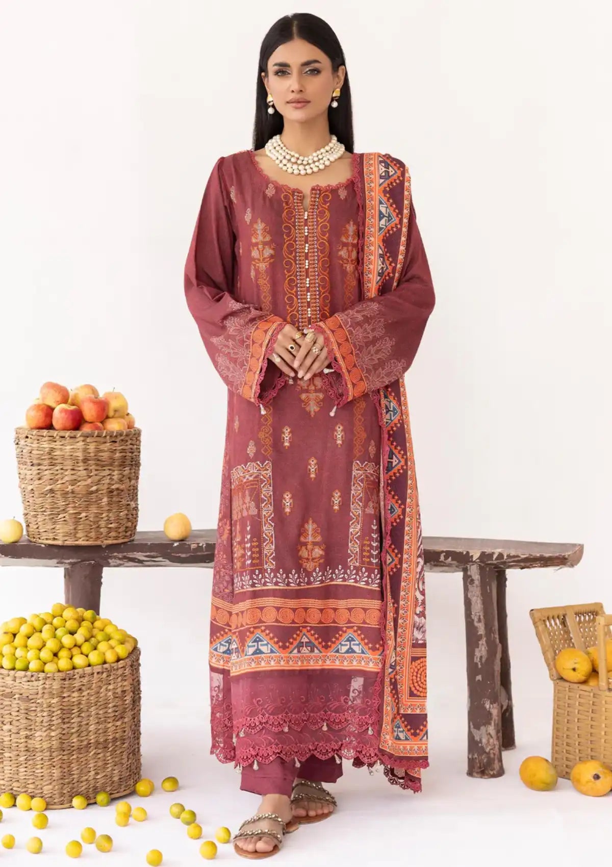 Lala Vintage Emb Karandi'23 LW-074 Thea - Mohsin Saeed Fabrics