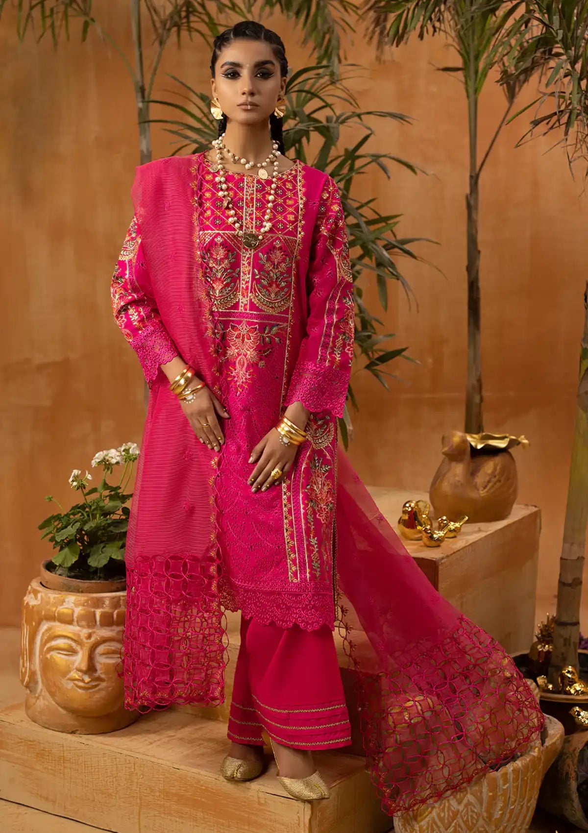 Phoolkenari By Shahjahan'24 SJ-24005 Pink - Mohsin Saeed Fabrics