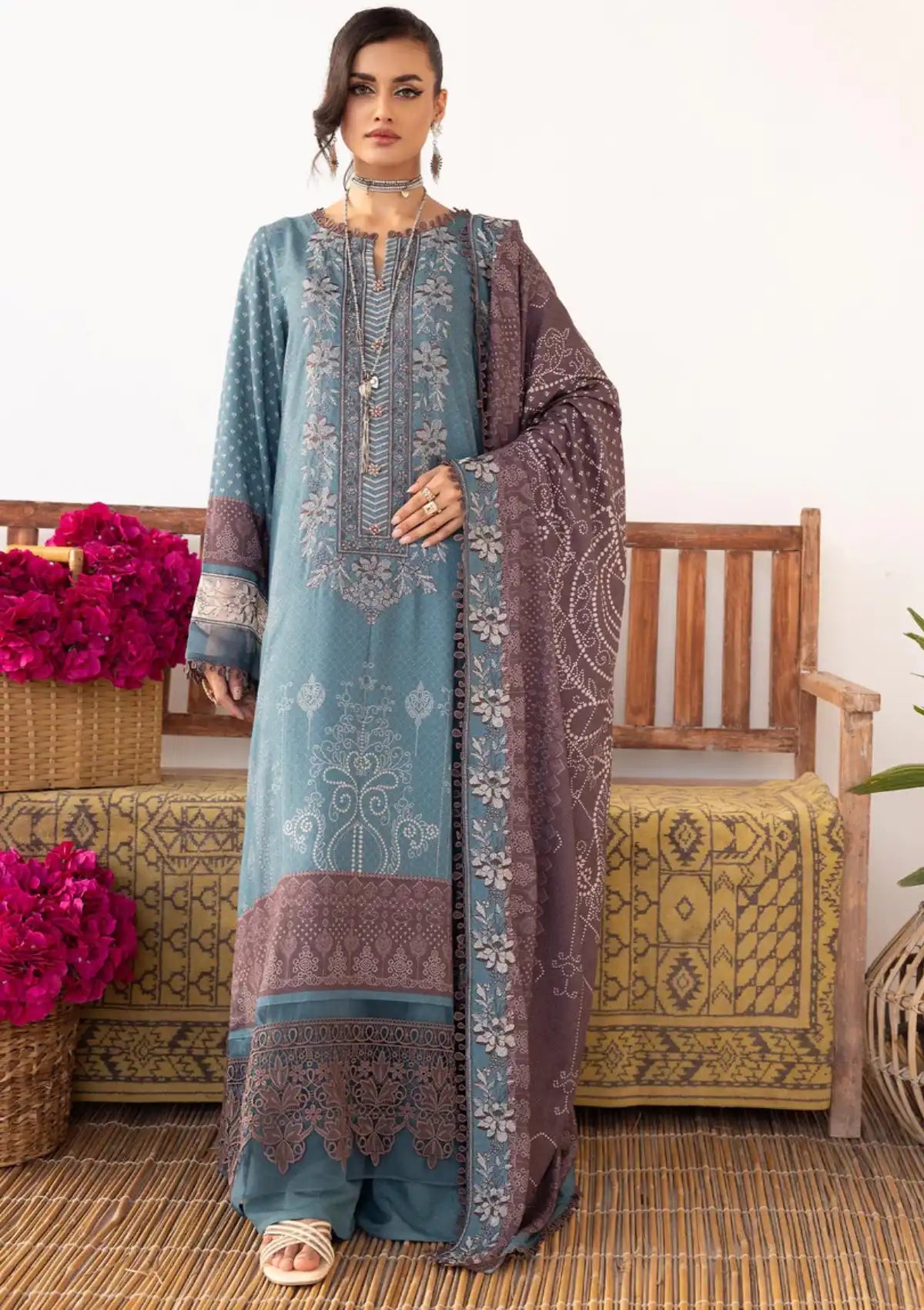 Lala Vintage Emb Karandi'23 LW-078 Sonder - Mohsin Saeed Fabrics