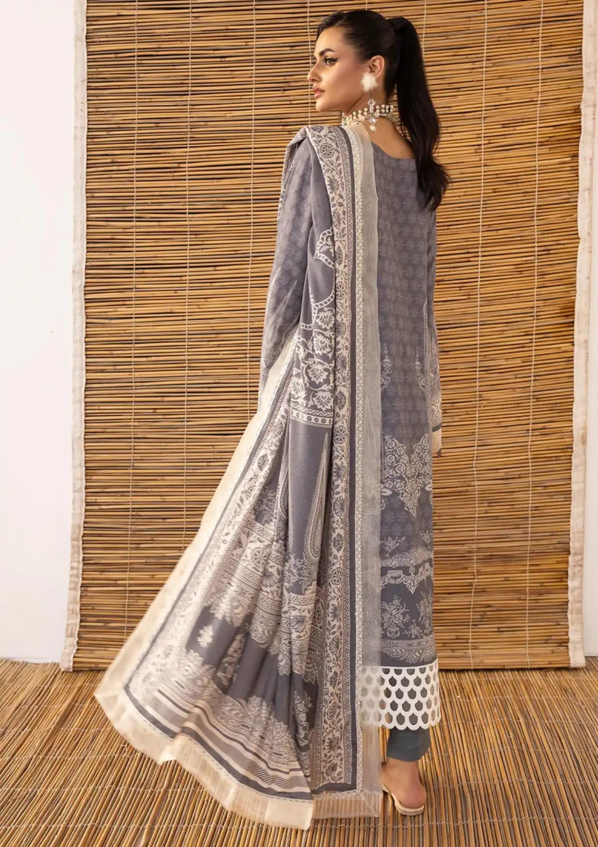 Lala Vintage Emb Karandi'23 LW-080 Sterling - Mohsin Saeed Fabrics