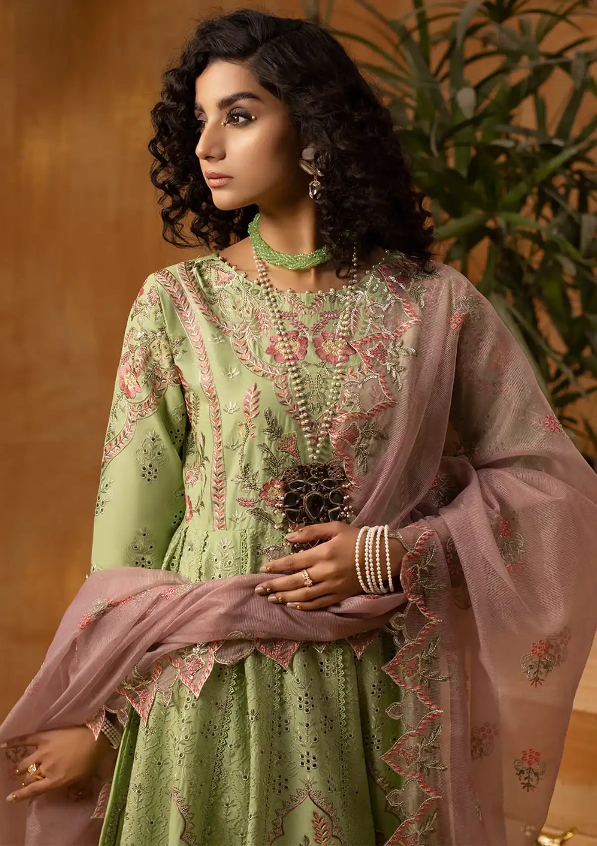 Phoolkenari By Shahjahan'24 SJ-24007 Pear Green - Mohsin Saeed Fabrics
