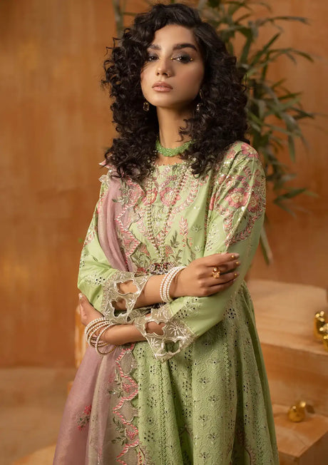 Phoolkenari By Shahjahan'24 SJ-24007 Pear Green - Mohsin Saeed Fabrics