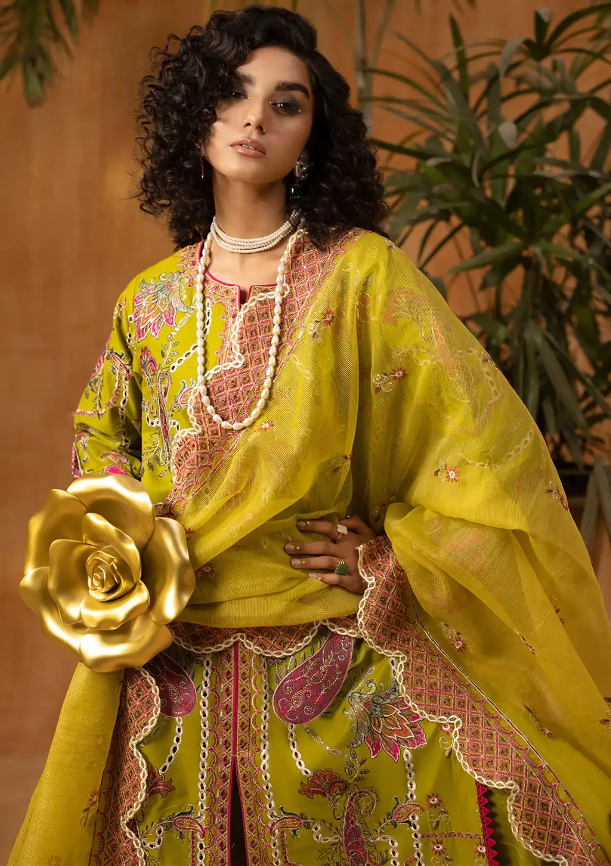 Phoolkenari By Shahjahan'24 SJ-24001 Pop Green - Mohsin Saeed Fabrics