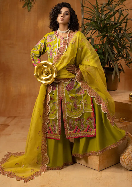 Phoolkenari By Shahjahan'24 SJ-24001 Pop Green - Mohsin Saeed Fabrics