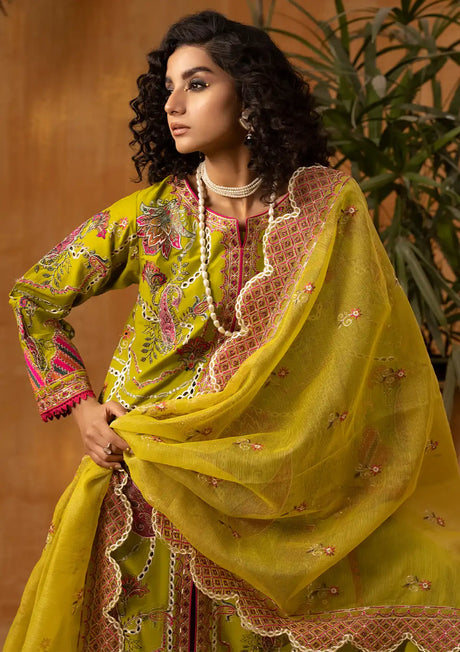 Phoolkenari By Shahjahan'24 SJ-24001 Pop Green - Mohsin Saeed Fabrics