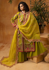 Phoolkenari By Shahjahan'24 SJ-24001 Pop Green - Mohsin Saeed Fabrics