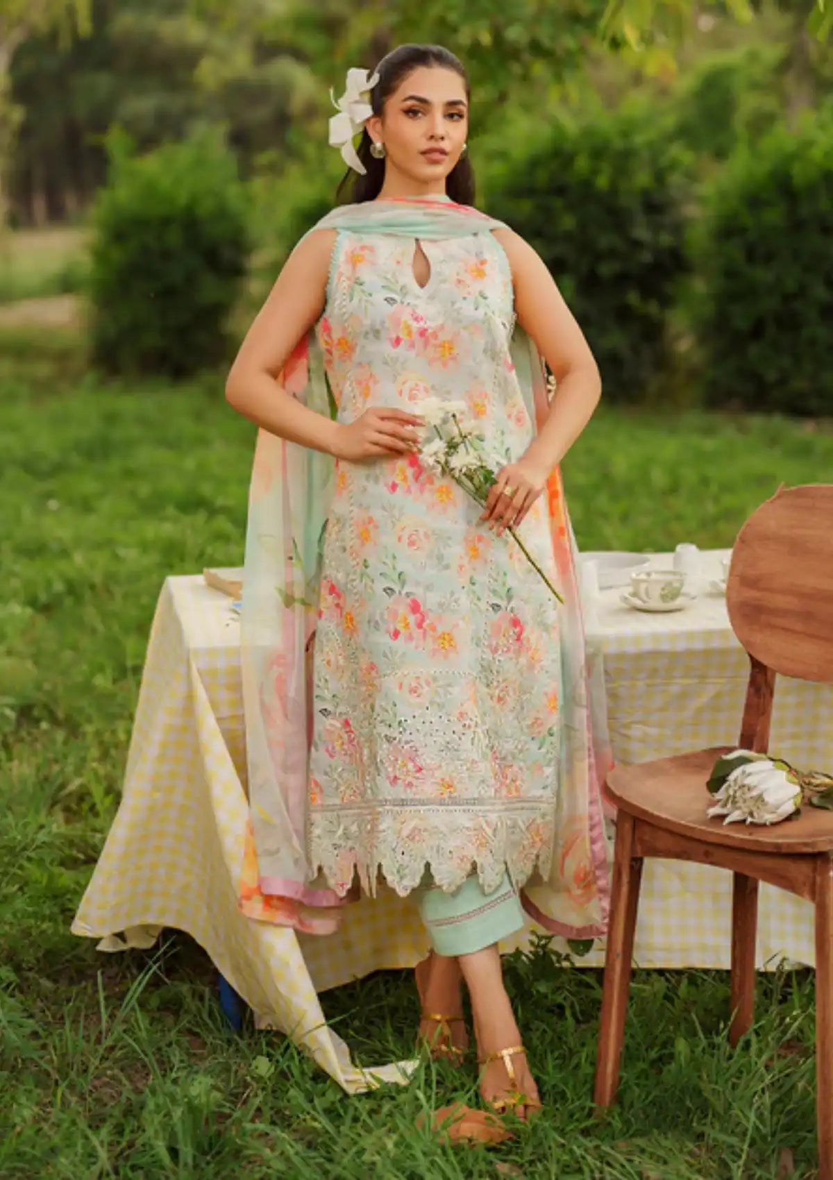 Summer Skies By Yards'24 D-07-Scarlet - Mohsin Saeed Fabrics