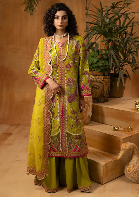 Phoolkenari By Shahjahan'24 SJ-24001 Pop Green - Mohsin Saeed Fabrics