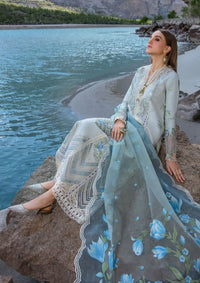 Crimson Luxury Lawn'24 D-03A-Forget Me Not-Ice Blue - Mohsin Saeed Fabrics