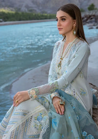 Crimson Luxury Lawn'24 D-03A-Forget Me Not-Ice Blue - Mohsin Saeed Fabrics